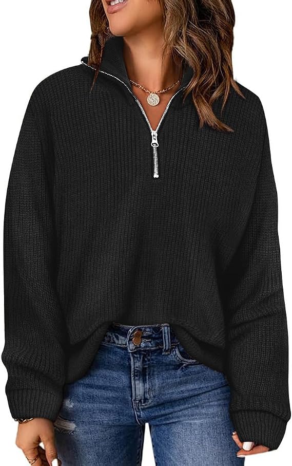 RITERA Womens Plus Size Sweaters 1/4 Zip Long Sleeve Pullover Tops Polo V Neck Dressy Casual Sweatshirts Fall Winter XL-5XL