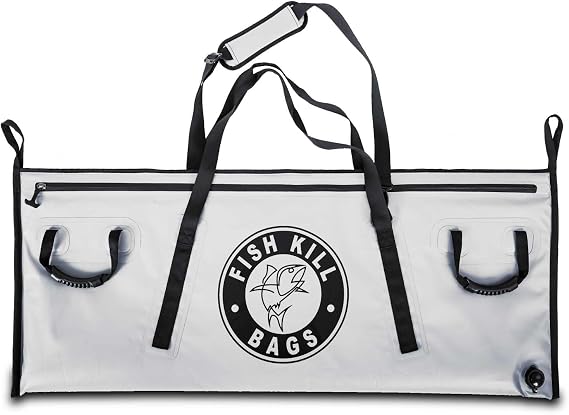Insulated Fish Cooler Bag - Waterproof Leakproof PVC fishing Kill Bag with Carry Handles - Portable Fishing Cooler heavy bag for Boat & Kayak Use
