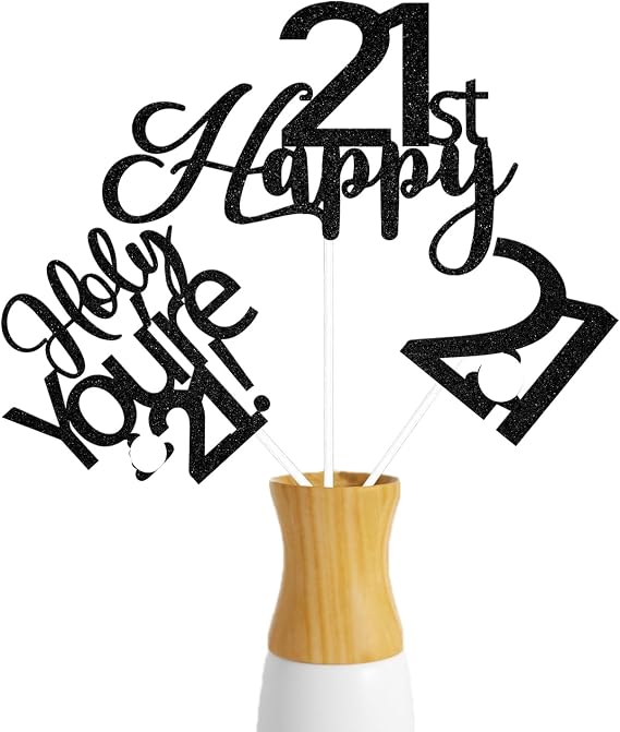 12Pcs 21st Birthday Centerpiece Sticks - Cheers to 21 Years Table Decoration - Funny 21st Birthday Sticks