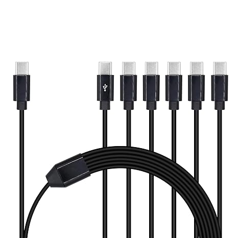 6 in 1 USB Type C Splitter Cable,USB C Male to 6 USB C Male Data Snyc and Charging Cord,USB C Multi Charging Cable for Cell Phones,Tablets and More(1.6FT/0.5M)