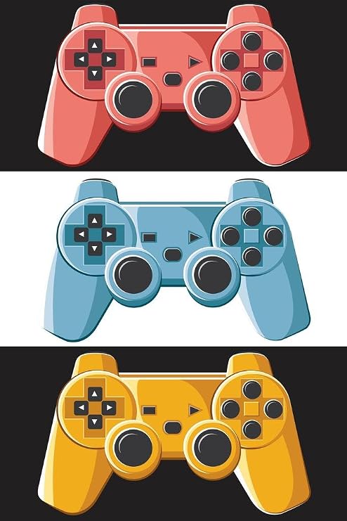 Laminated Game Controller Pop Art Poster Dry Erase Wall Art 12x18