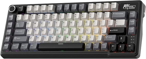 RK ROYAL KLUDGE L75 Wireless Gasket RGB Mechanical Gaming Keyboard with Knob, US QWERTY Layout