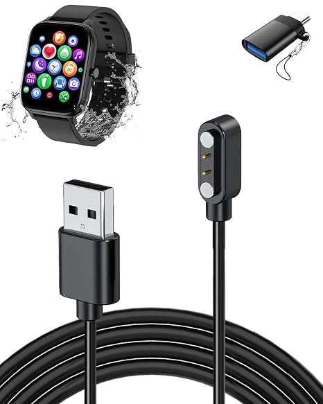 Charger Cable for TORJALPH Smart Watch, 2ft Replacement Fast Charging Cable with Type-C Adapter,Compatible with TORJALPH Watch Magnetic Charging Cord(Black)