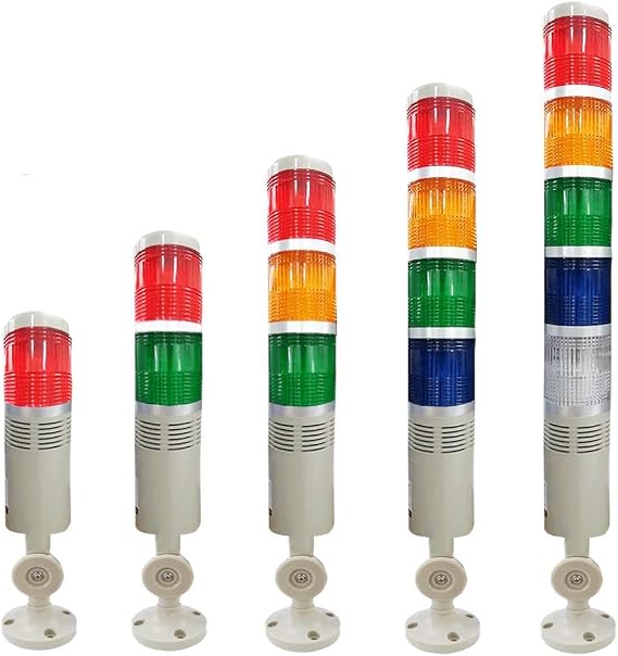 YJINGRUI LED Industrial Signal Tower Light 3 Layers Flash LED Light with Buzzer Alarm Warning Lamp for CNC Machines (DC12V)