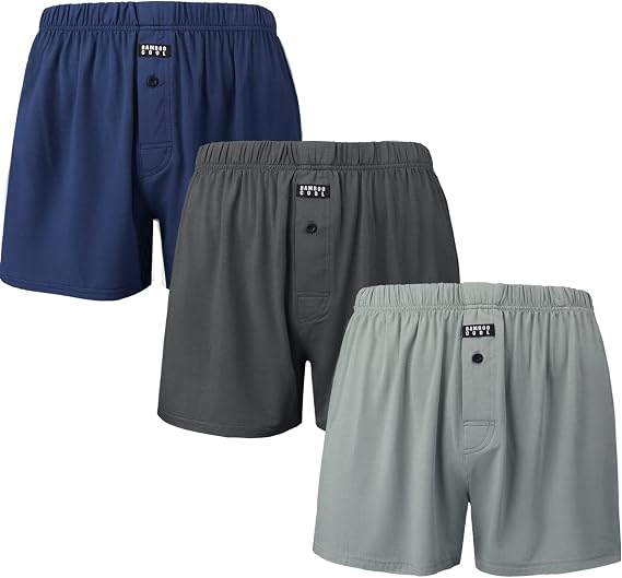 BAMBOOCOOL Men's Boxer Shorts Button Fly Loose Fit 3/5Pack Underwear Briefs