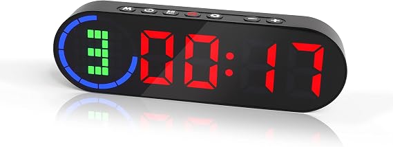 LUCORB Portable Gym Timer for Home Gym Interval Timer for Workout with Time Progress Bar/Rounds, Workout Clock for Boxing HIIT Tabata Emom Fitness Rechargeable Battery Powered...