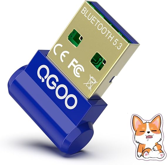 USB Bluetooth Adapter for PC - QGOO Bluetooth Dongle 5.3 EDR, Wireless Receiver for Desktop Computer Laptop Windows 8.1/10/11(blue-001)