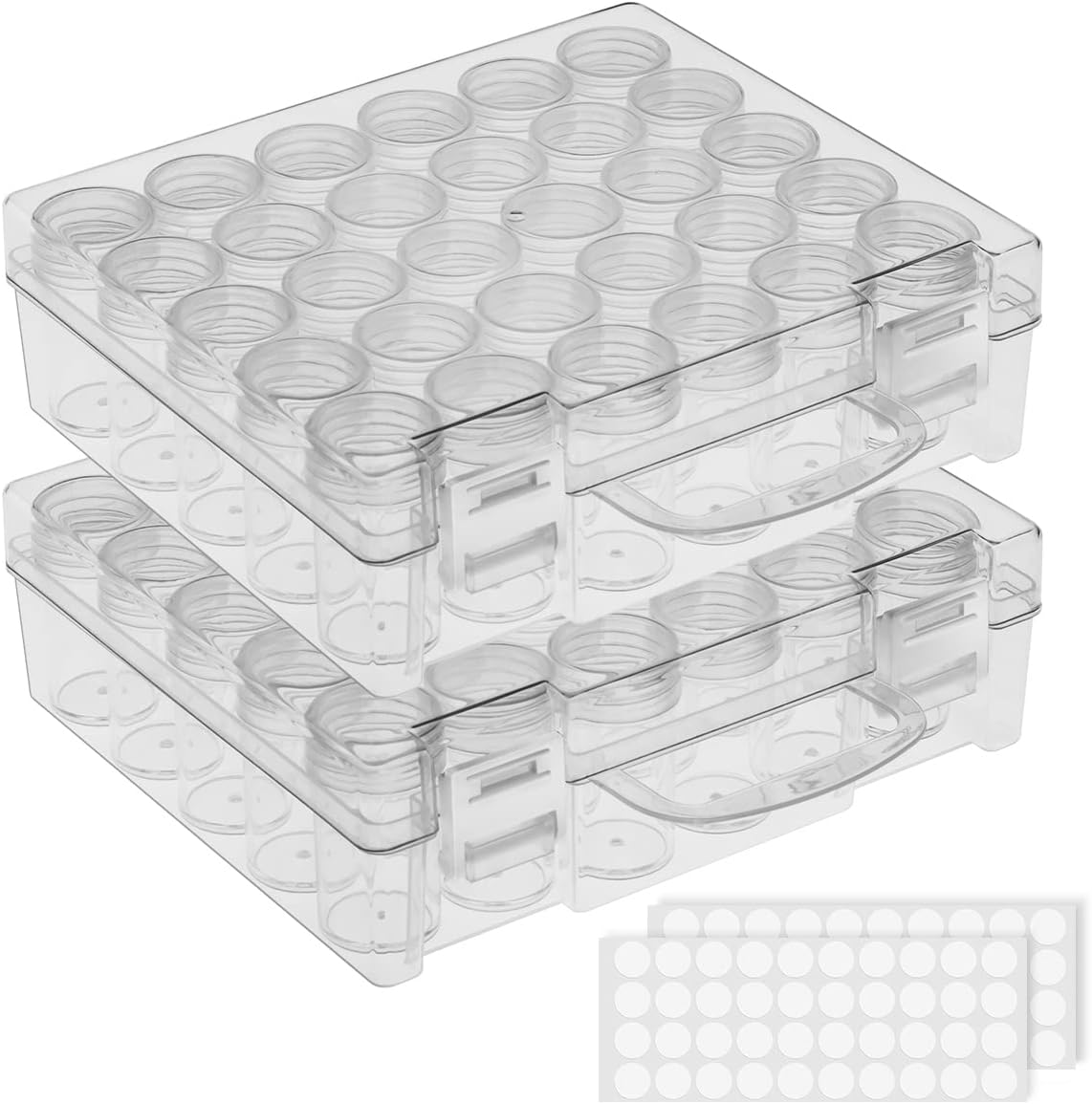 30 Grids Diamond Painting Storage Boxes, Clear Plastic Bead Storage Organizer Box, Diamond Art Accessories Storage Container for Beads Diamonds And Small Items 2 Pack