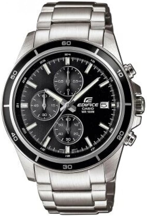 Edifice Men's Quartz Watch with Black Dial Analogue Display and Silver Stainless Steel Bracelet EFR-526D-1AVUEF