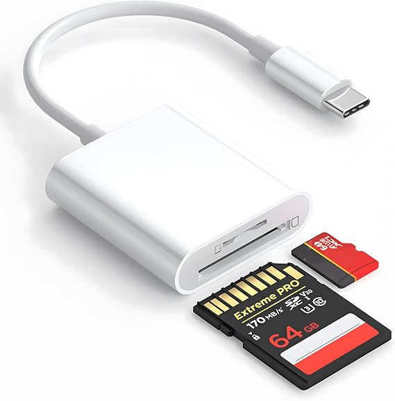 SD Card Reader for Android, Micro SD Card to USB Adapter, USB C SD Card Reader for Camera Memory Card Reader, Wansurs SD Card Reader for PC Phone Pads (3 in 1, White)
