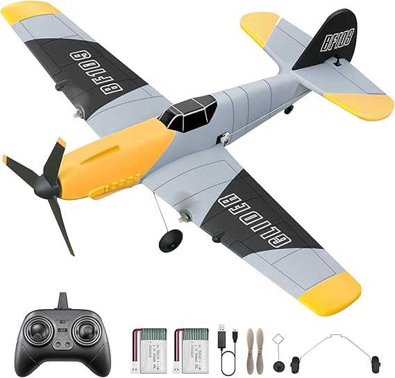 HAWK'S WORK 3CH BF-109 RC Plane, Stabilized RC Warbird for Beginners | 6-axis gyro stabilization, 2.4GHz RTF, classic warbird design, beginner-friendly