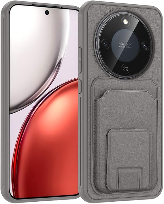 Honor Magic 8 Lite 5G Kılıf Kartlık Bölmeli Darbelere Karşı Koruyucu Silikon Kapak Gri