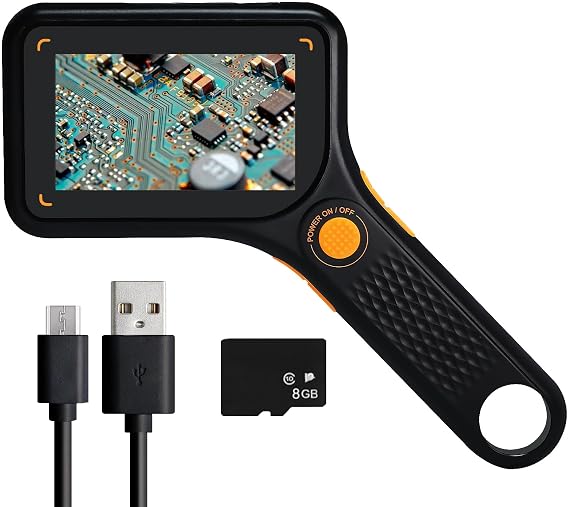 Digital Microscope Handheld 500X with 3.0" IPS Screen, Autofocus, 8GB TF Card, Portable USB Microscope Coin Magnifier with 8 LED Lights for Photo and Video, Windows/MacOS Recording & Transmission