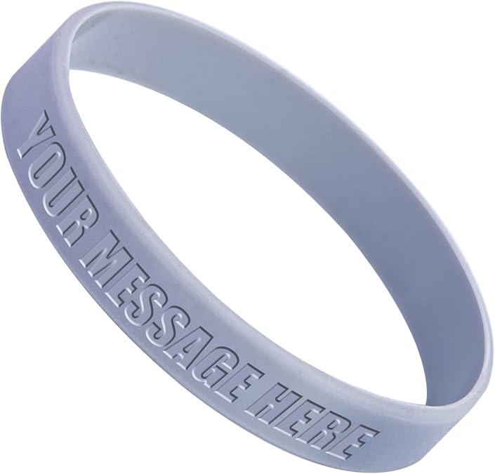 50 Customizable Wristbands Debossed Personalized Rubber Bracelets for Fundraisers, Events, Marketing and Raising Awareness