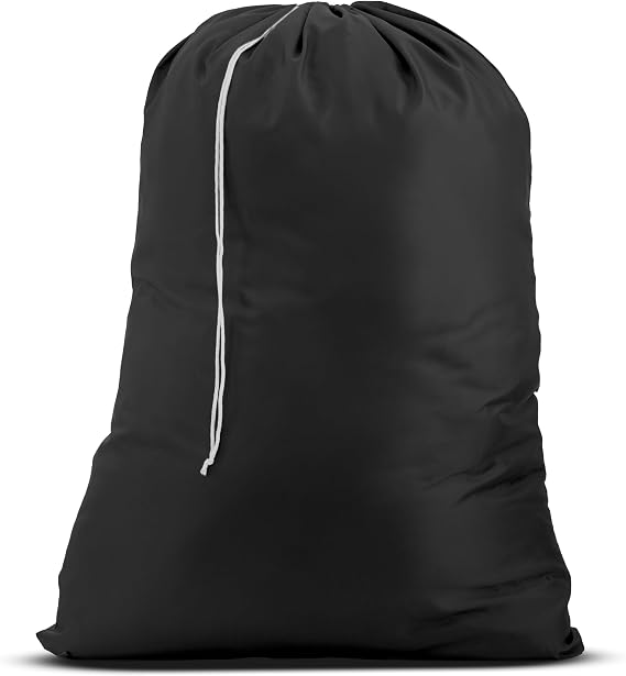 Handy Laundry Laundry Bag Heavy Duty Nylon, Large Capacity, Locking Drawstring Closure, Machine Washable, Fits Laundry Basket, Travel, Dorm, Camp, Black, 22 x 32 Inches