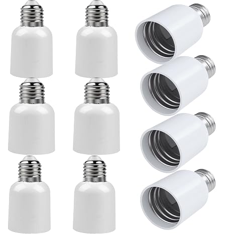 10 Pack Medium Base E26 to E39 Mogul Socket Adapter Standard E26 Screw to E39 Lamp Bulb Light Socket Convertor White (10 Pack)