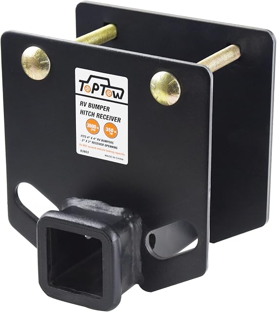 TOPTOW RV Bumper Hitch Receiver for 4in x 4in Beams,2in Receiver | Fits for Bike Racks, Cargo Carriers Camper-on, 3500lbs