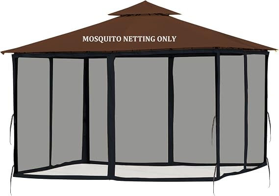 Gazebo Mosquito Netting, 10x10 FT Screen Walls, Black, Net Only