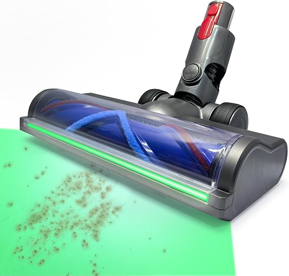 Vacuum Head Hardwood Floor Attachment for Dyson Cordless Vacuum V7 V8 V10 V11 V15 G5 V8 slim, Replacement Cleaner Head full-area LED Green Light, Quick-Release Design for Hard Floor Short Pile Carpets