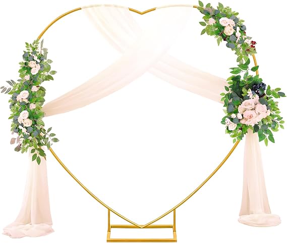 Heart Shape Wedding Metal Arch Backdrop Gold Flower Balloon Arbors Stand for Wedding Birthday Party, Graduation Decorations and Baby Shower