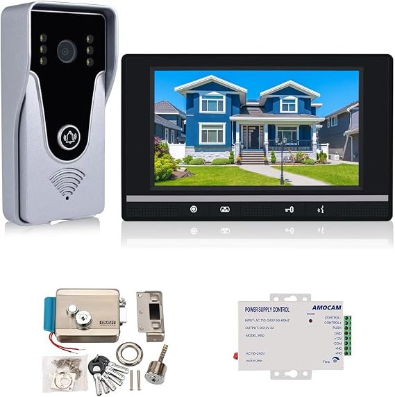 Video Intercom System + K80 Power Supply Control + [Upgrade Version] Electric Electronic Door Lock Bundles
