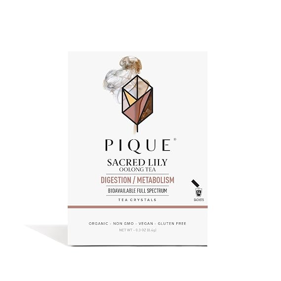 Pique Organic Sacred Lily Oolong Tea Crystals - Caffeinated Tea, Supports Healthy Metabolism and Digestion - 14 Single Serve Sticks (Pack of 1)