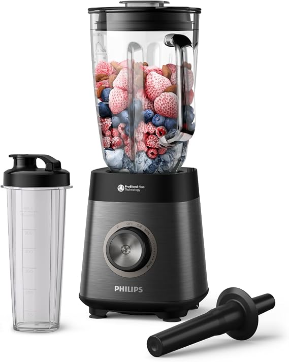 Philips Blender 5000 Series, 1200W ProBlend Plus Motor, 2L Jar, Black | Dishwasher-safe parts – automated self-clean, smooth results for shakes and soups (HR3041/00)