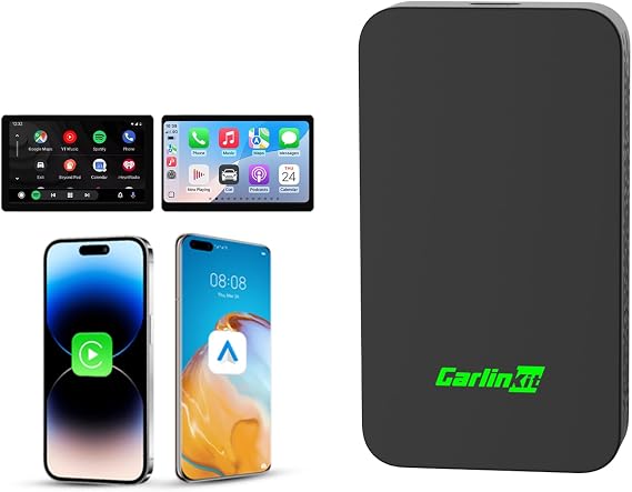 CarlinKit 5.0 Wireless Android Auto & CarPlay Adapter for OEM Wired Cars | Plug & Play Easy Setup,Stable Connection,Converts OEM Wired CarPlay & Android Auto to Wireless,2.4GHz & 5GHz WiFi Low Latency