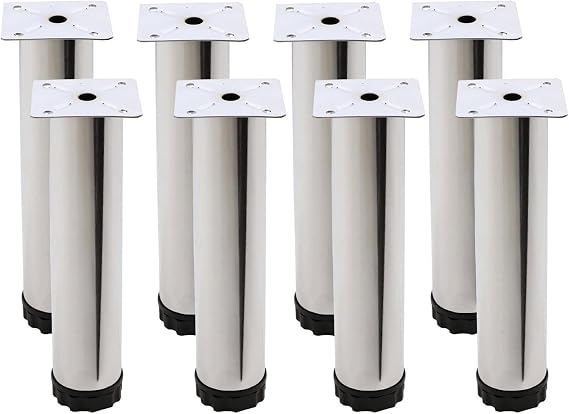 Ayarlanabilir Mobilya Kanepe Baza Koltuk Metal Destek Yükseltici Ayağı 20 cm Krom Ayakları (8 ADET)
