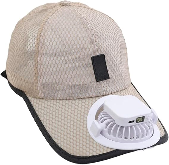 PURFUN Men Women Cool Mesh Baseball Caps with Mini Fan on Brim, 3 Adjustable Speed Solar Powered/USB Charging Fan Sun Hat Cap