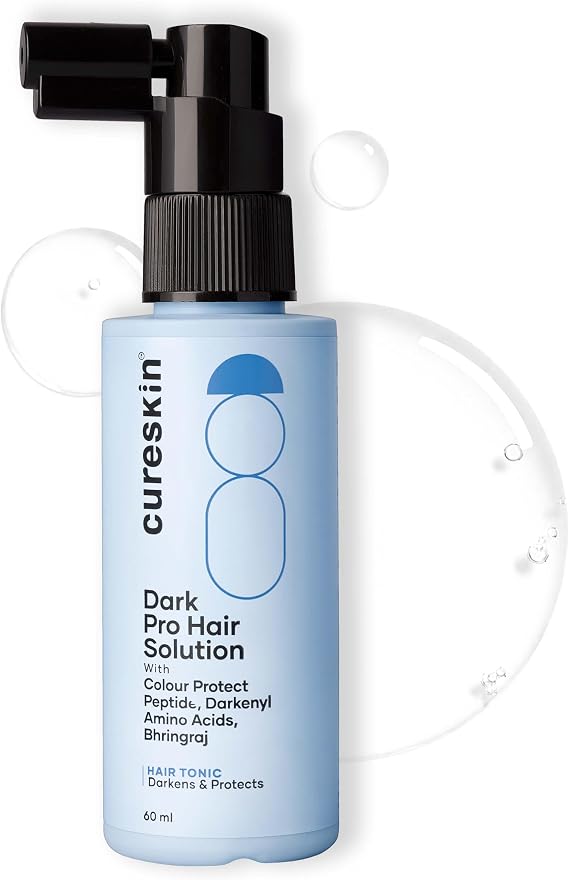 Cureskin Anti Grey Hair Serum | Gradually Reduces Gray Hair on Head & Beard Without Dye | Restores Natural Hair Colour in 4 months with Peptide-52, Acetyl Tyrosine & Larix Extract (1 Month Supply)
