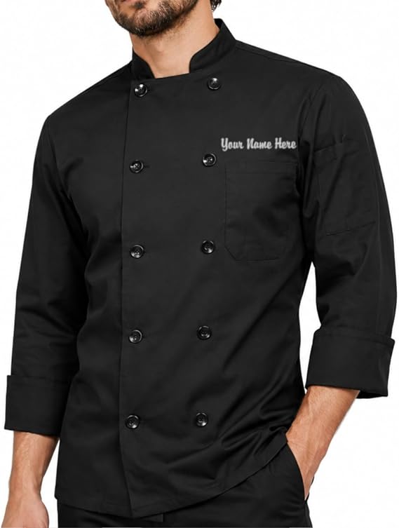 ChefsCloset Personalized Embroidered Mesh Back Long Sleeve Customized Chef Coat
