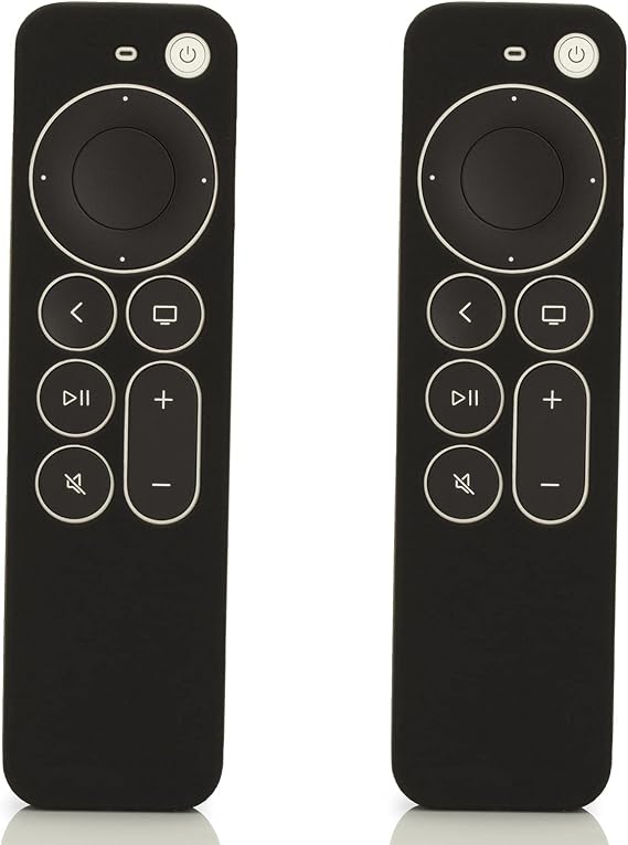 LEFXMOPHY Sleeve Replacement for Apple TV Remote Case 3rd Gen New 4K TV 2021-2024 Series 6 Generation Control, Siri 2nd Silicone Skin with Lanyard, 2-Pack Black