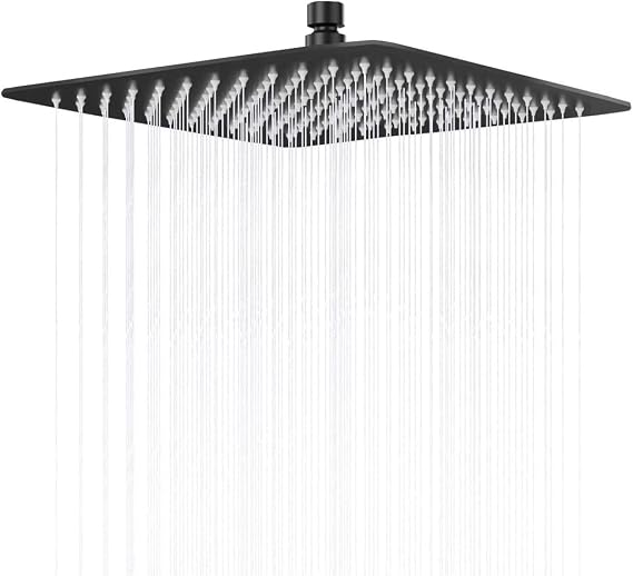 Fause Tepe Duş Başlığı Kare Slim 304 Metal 30x30 cm KTD103 (Mat Siyah)