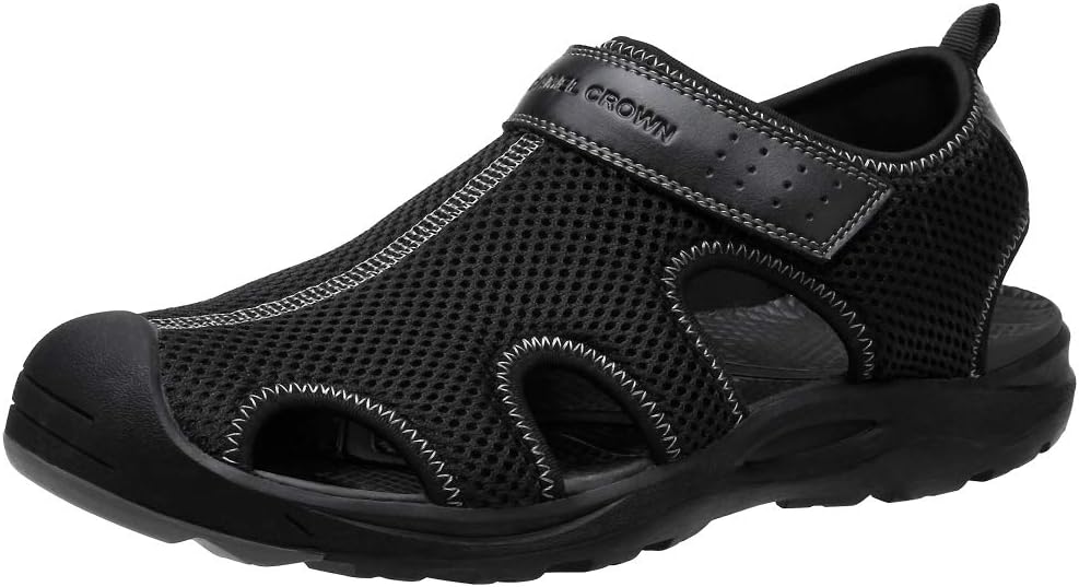 CAMEL CROWN Men's Mesh Hiking Sandals Closed-Toe Beach Sandal for Athletic Outdoor Summer Waterproof