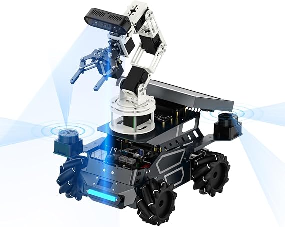 Yahboom ROS2 Robot Kit with Raspberry Pi5 8GB AI Large Model with 6DOF Robotic Arm, 7-inch Display,AI Voice Interaction Module Provides AI Vision App Control