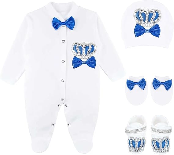 Lilax Baby Boy Newborn Crown Jewels Layette 4 Piece Gift Set