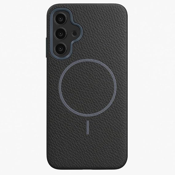 Coverzone Samsung Galaxy S25 Plus ile uyumlu Deri Görünmlü 2,5mm Kamera Koruma Çıkıntı Koruma Cowboy MagSafe ile uyumlu İç Kadife Yüzeyli Silikon Kılıf Black