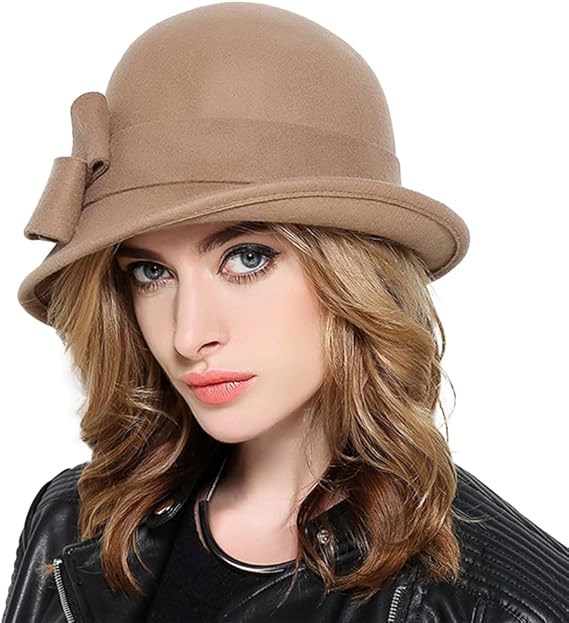 Wool Felt Vintage Winter Warm Hats for Women Bowknot Pillbox Cap Ladies Fascinator Kentucky Party Ceremony Church Fedoras