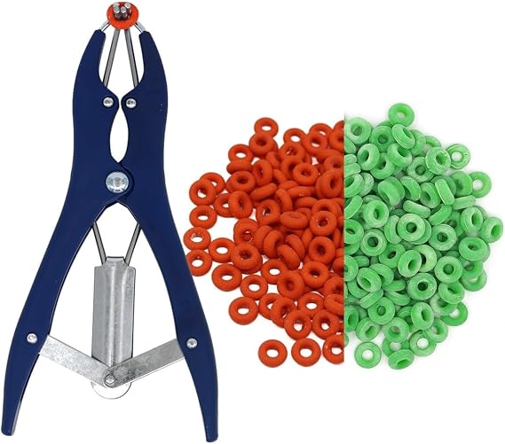 Pig Castration Pliers with 100 Rubber Rings - Metal Pliers Kit, Christmas Balloon Tool, can Help Place Small Gifts
