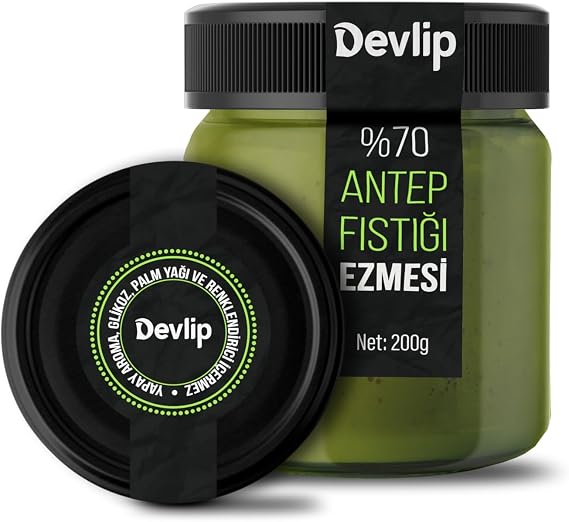 Devlip Pistachio (70%) Paste, 200g, Spreadable, Glucose, Preservative, Colorant, Aroma Free