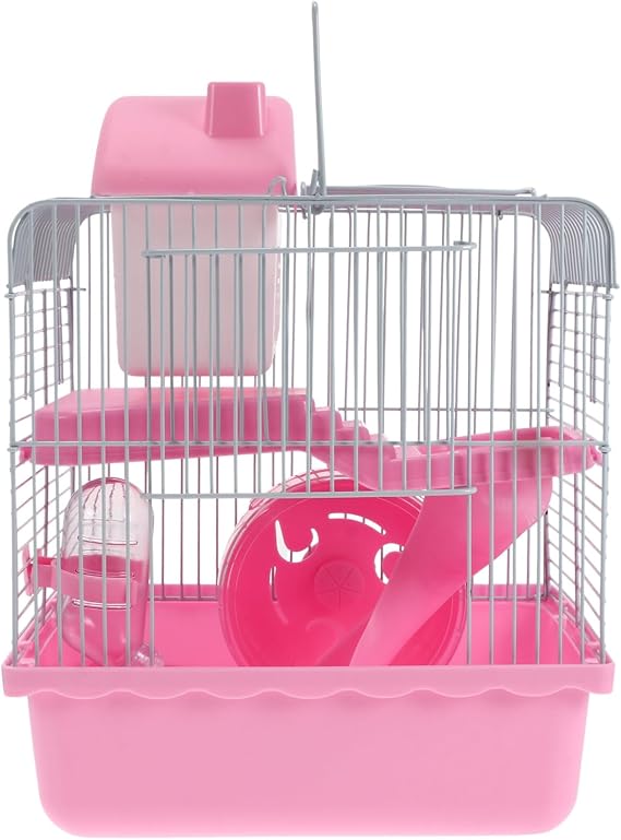 Scicalife Hamster Cage Multi Level Castle Habitat Double Layer Pet Nest House with Breathable Design Play Spot and Hideout for Dwarf Hamsters 12.20 X 9.44 X 7.08 in