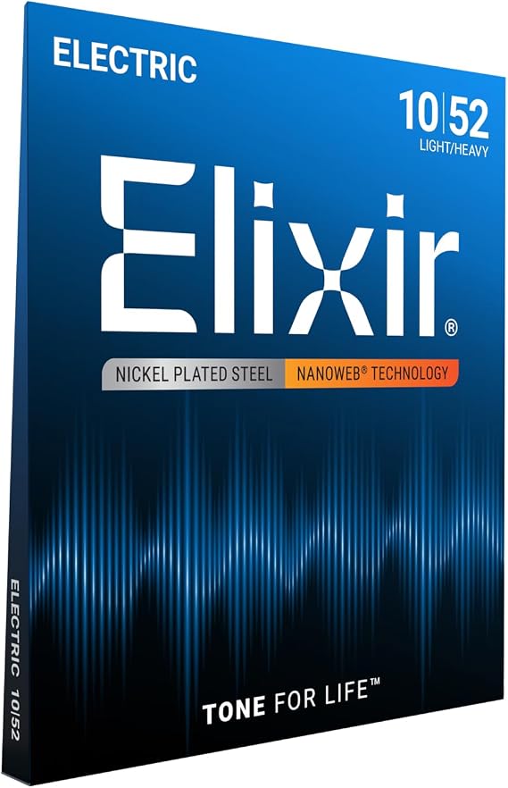 Elixir Strings - Nickel Plated Steel Electric Guitar Strings with NANOWEB Coating - Elixir Electric Guitar Strings - Light/Heavy (.010-.052)