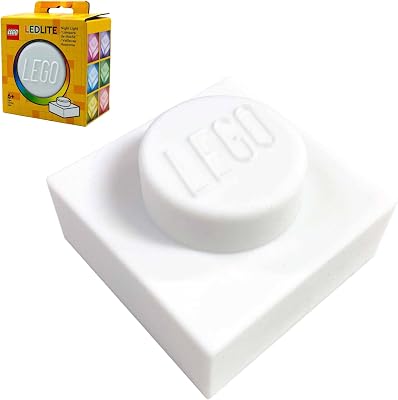 IQ Lego Iconic 1x1 Plate Night Light - White LP50, Soft Silicone Color Changing Light for Teens, Kids & Adults - Casual White Lego Night Light for a Cozy Ambiance