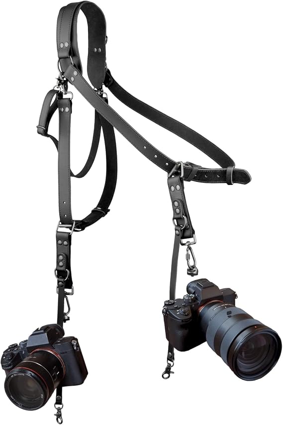 Camera Harness,Leather Camera Strap for 1 or 2 Camera | Dual Camera Harness for Photographers,Multi Camera Gear for Dslr/Slr Strap,Camera Strap Single or Dual
