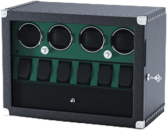 DUKWIN Watch Winder for 4 Automatic Watches with Watch and Jewelry Storages