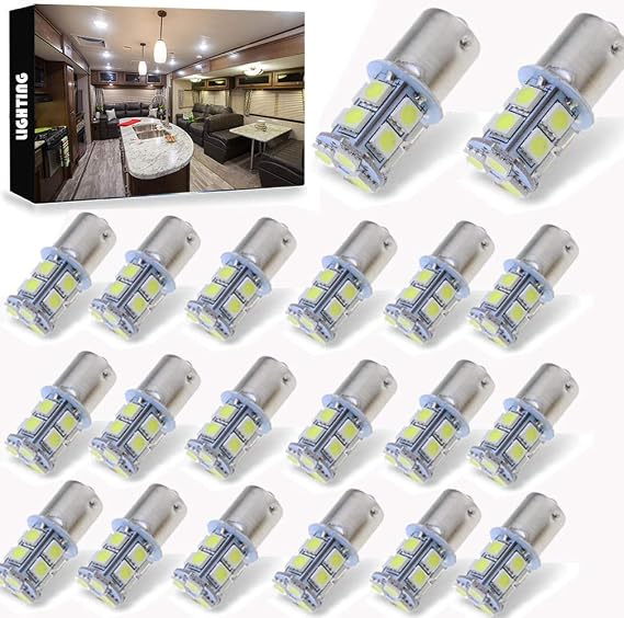 20 Pcs Extremely Super Bright 1156 1141 1003 1073 BA15S 7506 13SMD 5050 LED Replacement Light Bulbs for RV Indoor Lights 6000K Xenon White(12V DC)