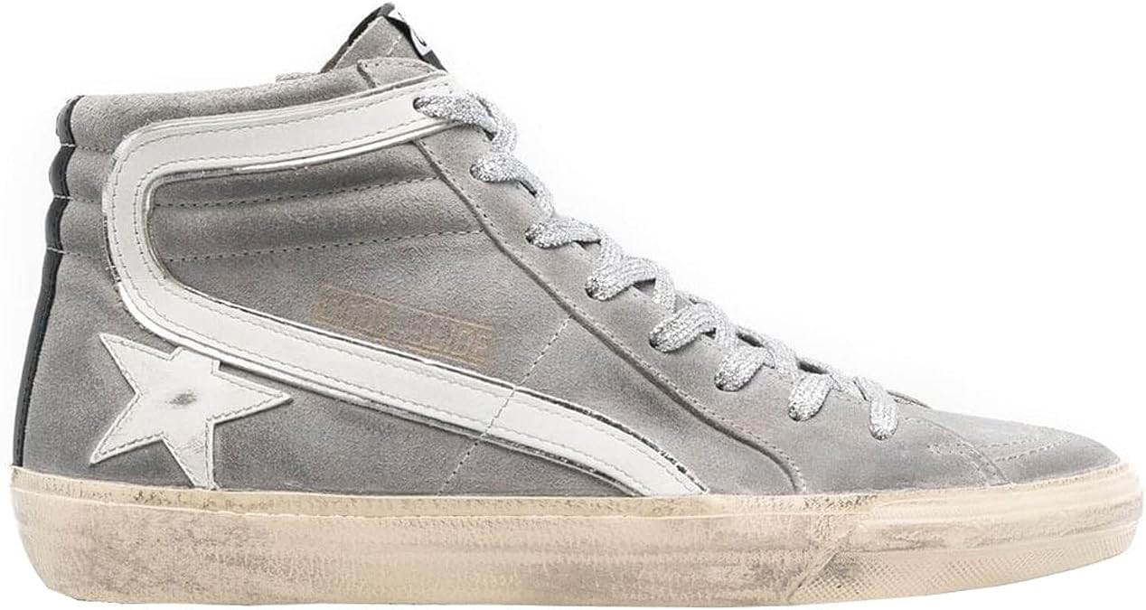 Golden Goose Slide Waxed Suede Upper Leather Star and List Laminated Wave Mens Distressed Sneakers