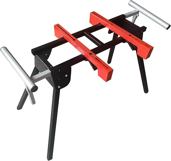 Heavy Duty Steel Construction Miter saw stand secure portable workstation Compatible With any other Brand's Miter Saw Carpenters Contractors and DIY Chose Black+Red