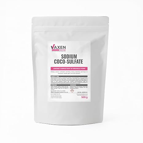 VAXEN Sodium Coco-Sulfate SCS Granules 500g, High-Foaming Surfactant | For Shampoo Bars, Shower Gel and Syndet Bars | Coconut-Derived Sulphate | CAS 68955-19-1